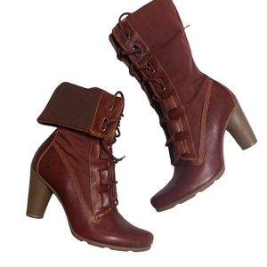 Timberland Tall Heeled Mahogany  Leather Boots